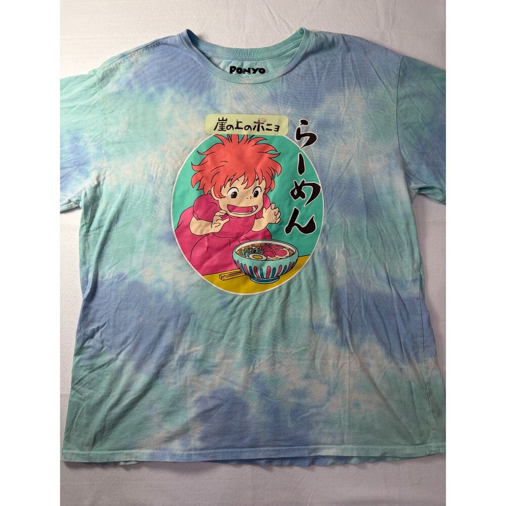 Her Universe Studio Ghibli Ponyo Ramen Tie Dye T-Shirt Blue Green Mens XL